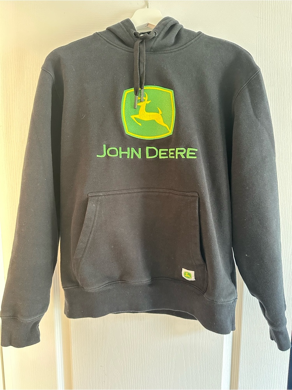 John Deere Embroidered Logo Hoodie Black Green Men’s Small Streetwear